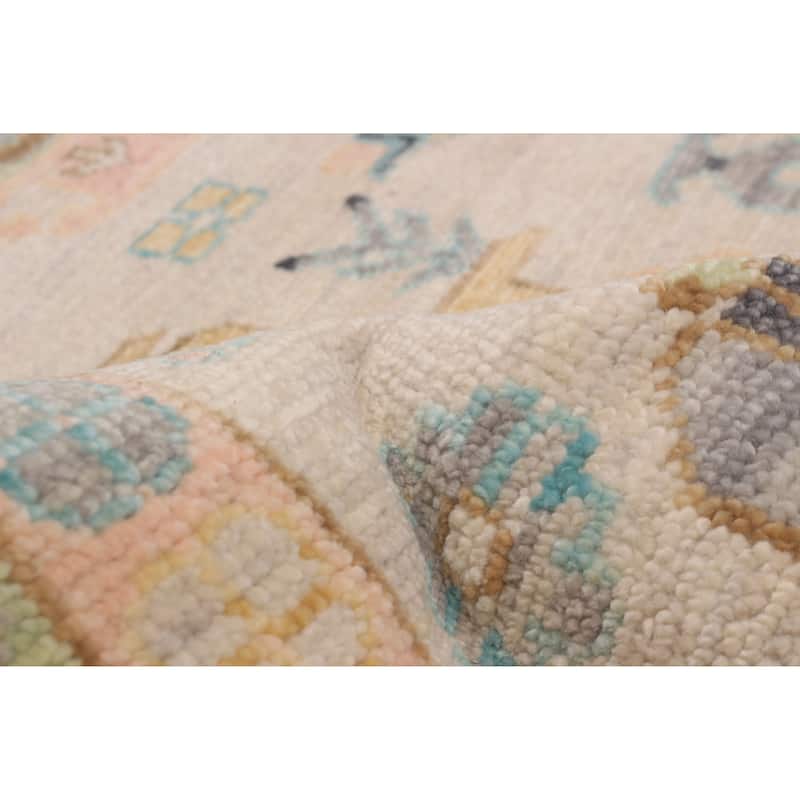 ECARPETGALLERY Hand-knotted Modern Oushak Ivory Wool Rug - 10'2 x 14'2