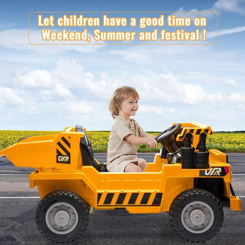 Ride on Dump Truck for Kids, 12V Ride on Car with Electric Dump Bed