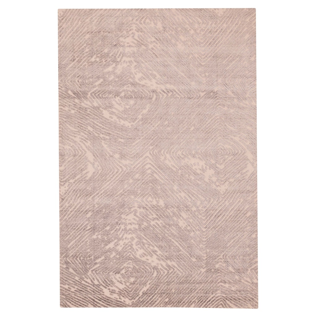 ECARPETGALLERY Hand Loomed Elysian Grey Viscose, Wool Rug - 6'8 x 9'11