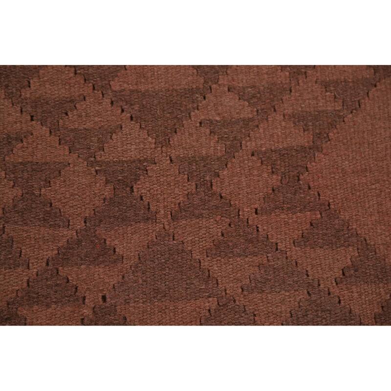Hand Woven Oriental 100% Wool Carpet Southwestern Geometric Pink Kilim Area Rug - 9' 8'' X 6' 5''