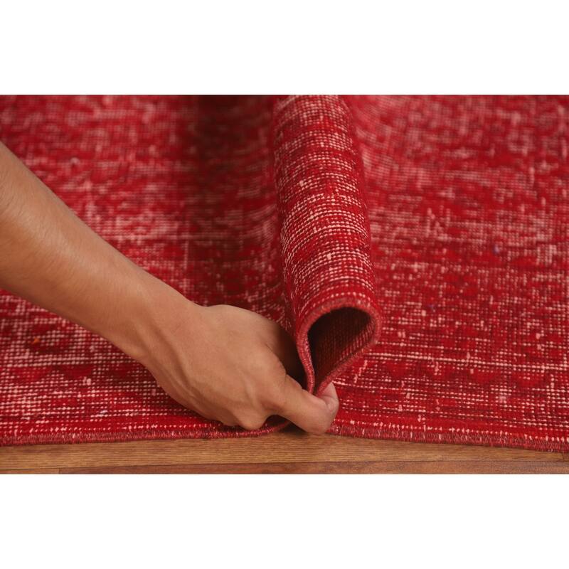 Anatolian Turkish Rug Hand-Knotted Distressed Over-Dyed Wool Carpet - 7'0" x 10'1"