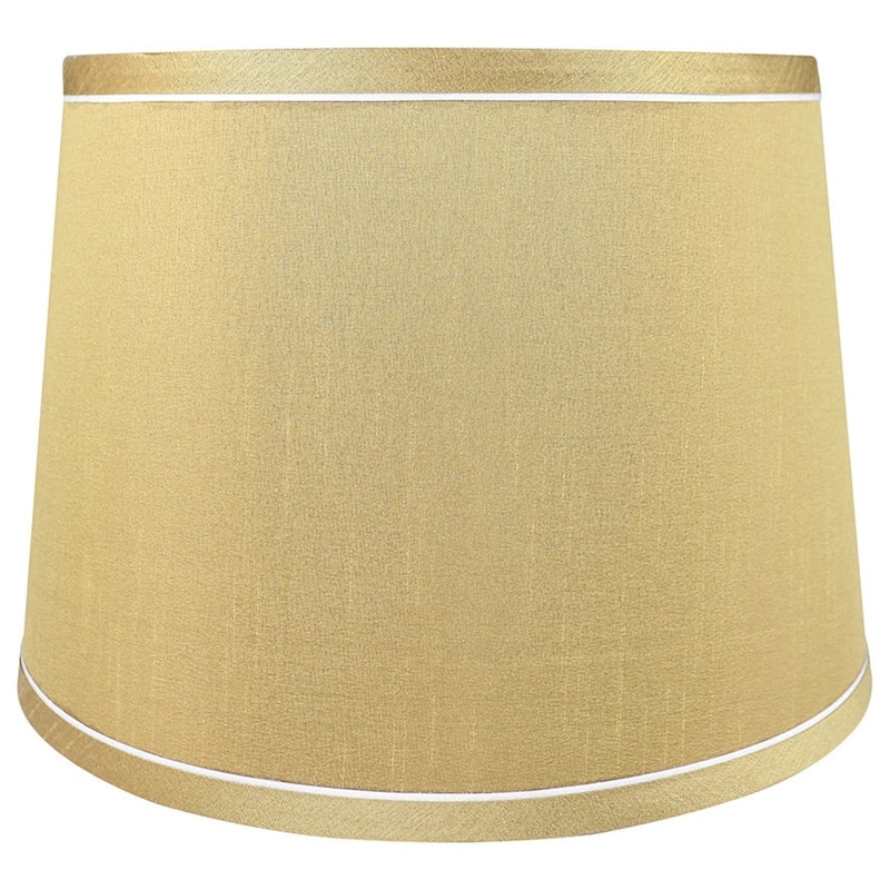 French Drum With White Trim Lampshade, 10" Top, 12" Bottom, 8.5" Slant