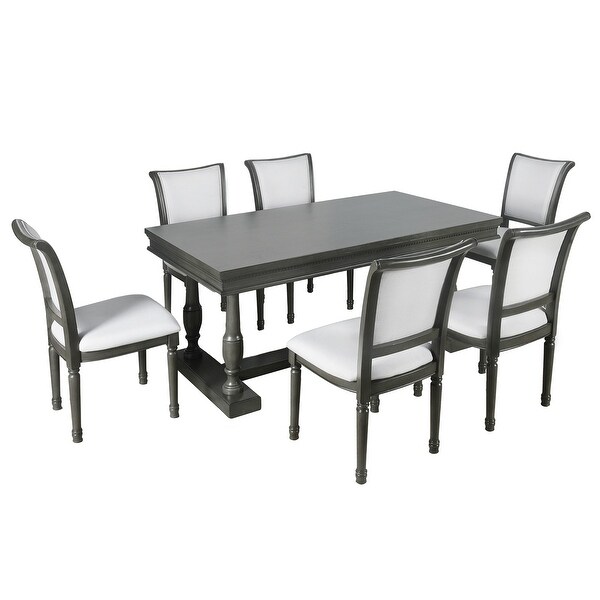 Elegant 7-Piece Modern Dining Table Set, American Retro Dining