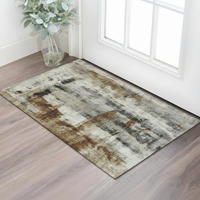 HomeRoots Abstract Transitional Rectangle Area Rug - 3' X 5' - 3' X 5'