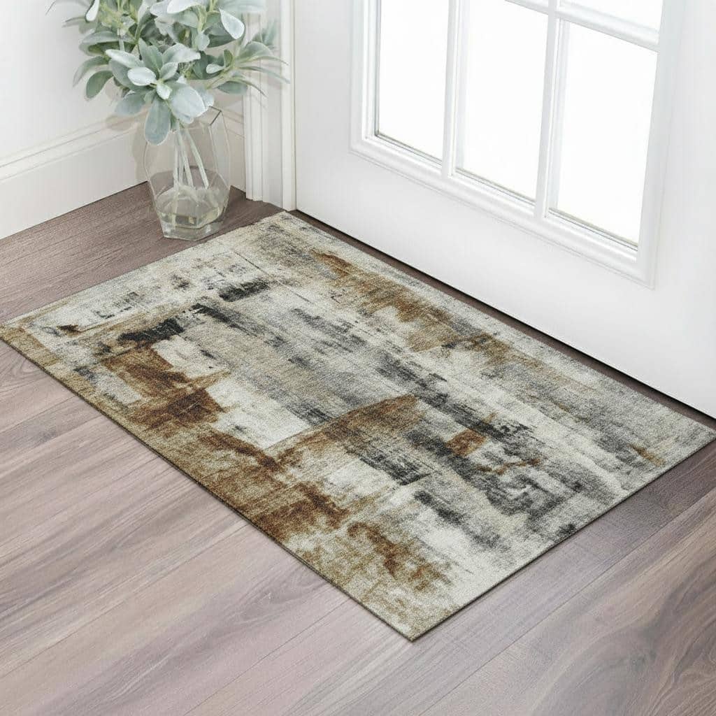 HomeRoots Abstract Transitional Rectangle Area Rug - 3' X 5'
