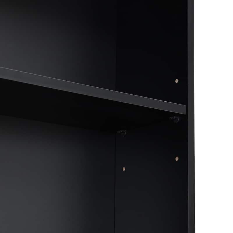 97.4"W 4-Piece Entertainment Wall Unit with Bridge & Bookshelf, Adjustable Shelf - TV Stand for TVs Up to 70"