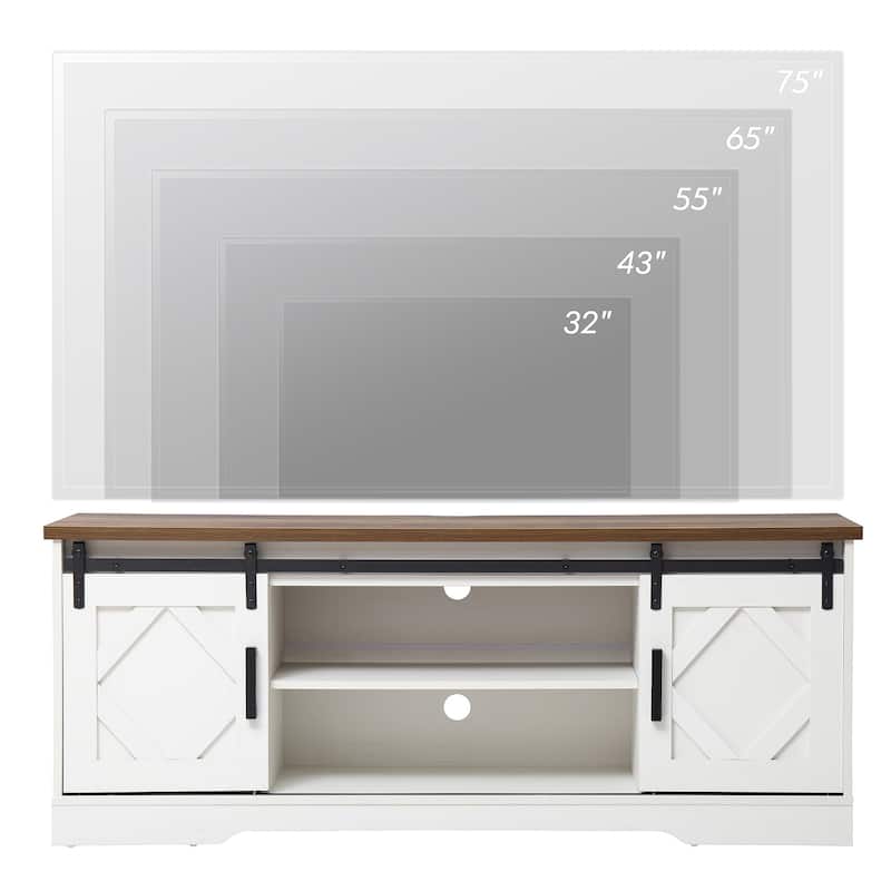 Wampat Farmhouse Sliding Barn Door Wood TV Stand / Storage Cabinet