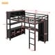 preview thumbnail 4 of 18, Full Size Metal Loft Bed with Wardrobe and L-shaped Desk and Shelves