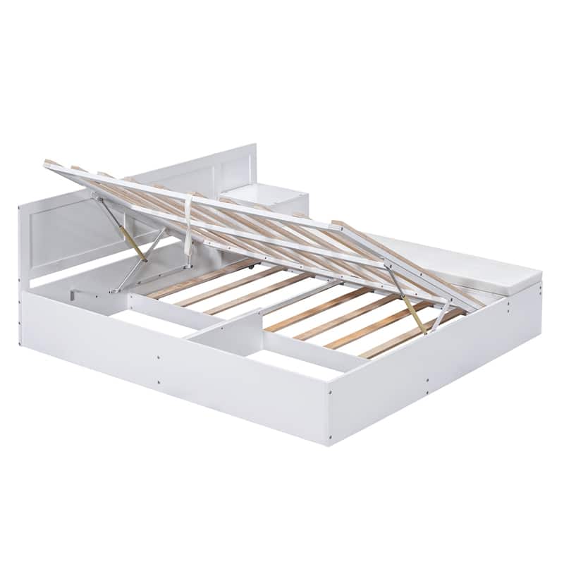 Full Size Wood Storage Hydraulic Platform Bed with Trundle
