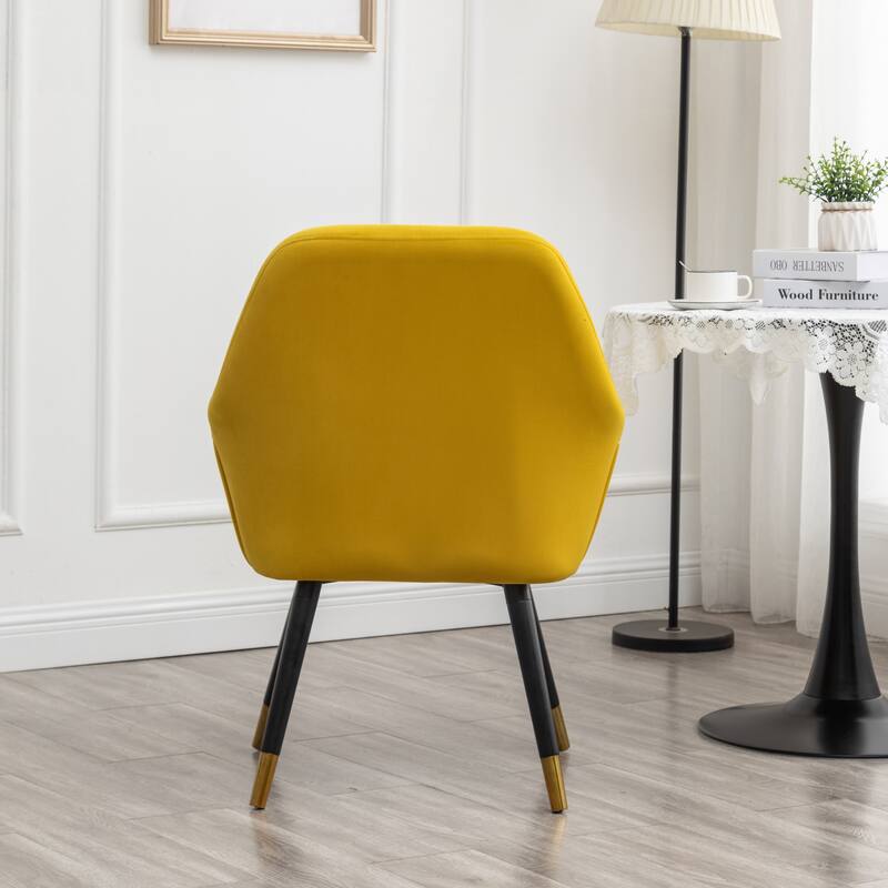 Contemporary Velvet Upholstered Accent Chair, Yellow