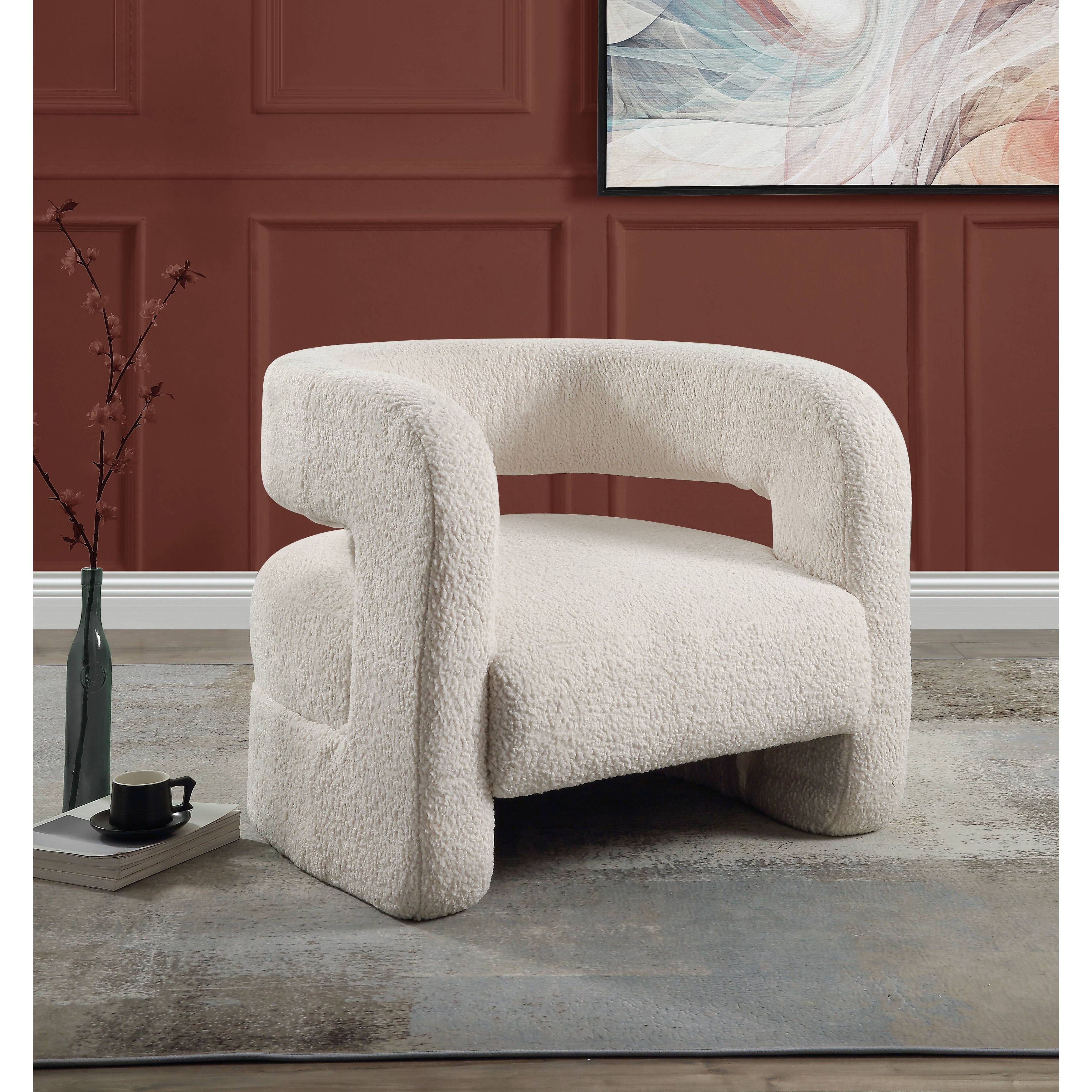 Yitua White Teddy Sherpa Accent Chair
