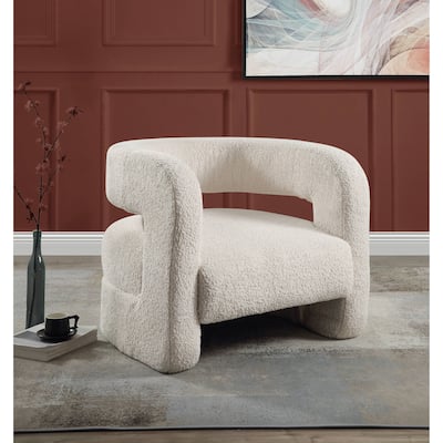 Yitua White Teddy Sherpa Accent Chair