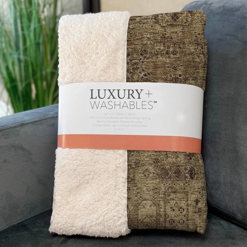 Premium Machine Washable Traditional Moroccan Sherpa Throw Blanket