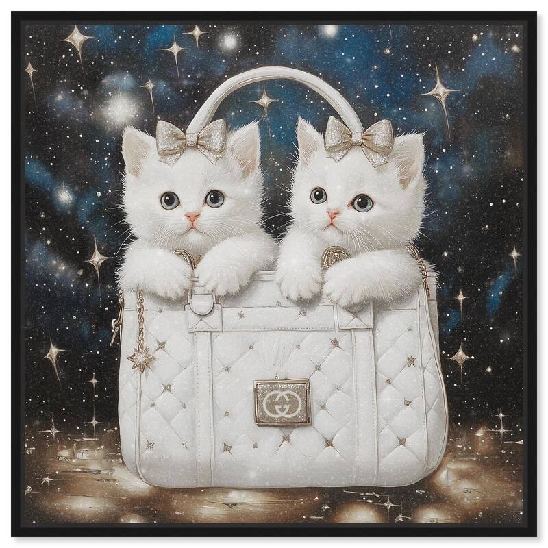Constellation Kittens Purse Canvas by Art Remedy - Black - 24" x 24"