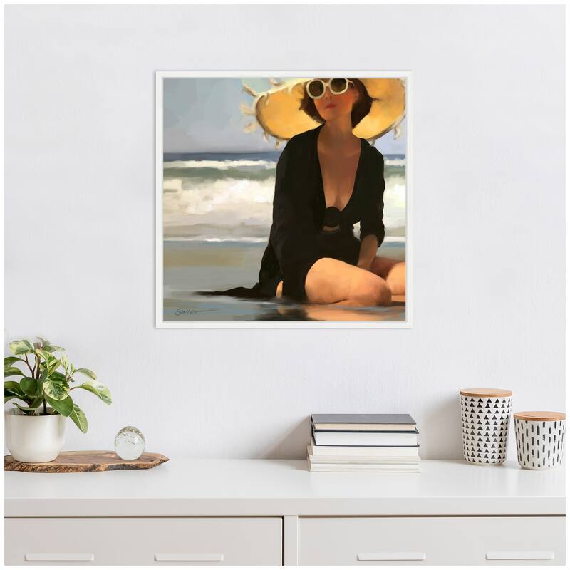 Kate and Laurel Sylvie Beach Babe 1 Framed Canvas by Mary Sparrow