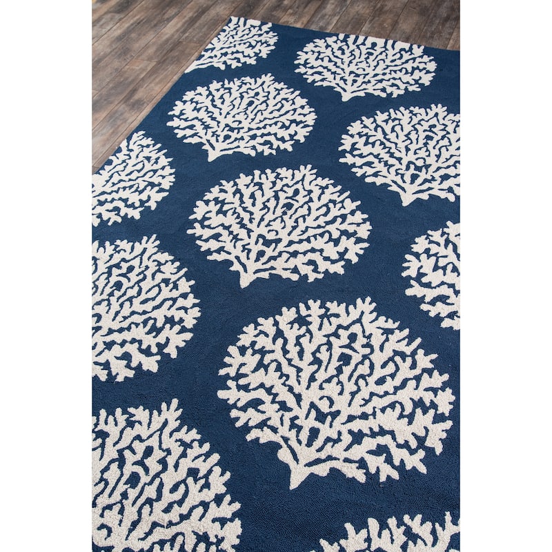 Momeni Veranda Hand Hooked Contemporary Damask Indoor Outdoor Rug