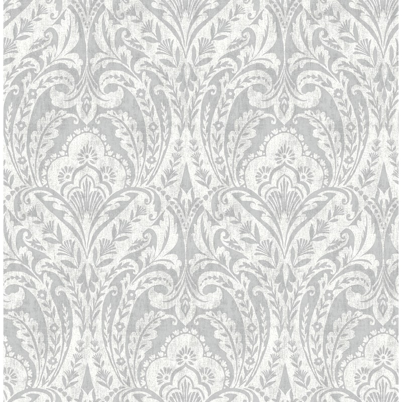 A-Street Prints Berkshire Grey Damask Wallpaper