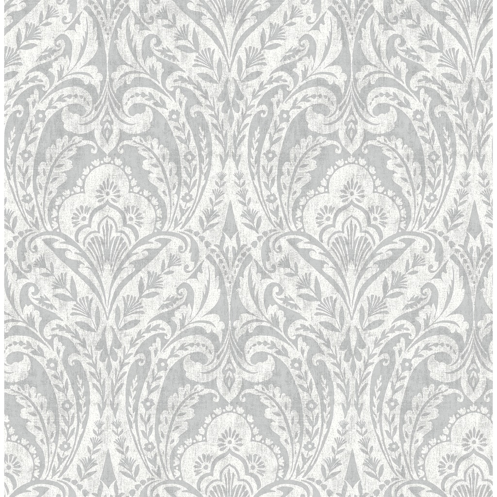 A-Street Prints Berkshire Grey Damask Wallpaper