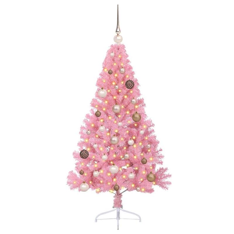 vidaXL Artificial Pre-lit Christmas Tree Pink in PVC - 59.06 in