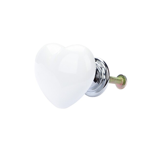 Ceramic Knobs Drawer Heart Shaped Pull Handle Furniture Door Cabinet Cupboard Wardrobe Dresser Replacement White - 1pcs