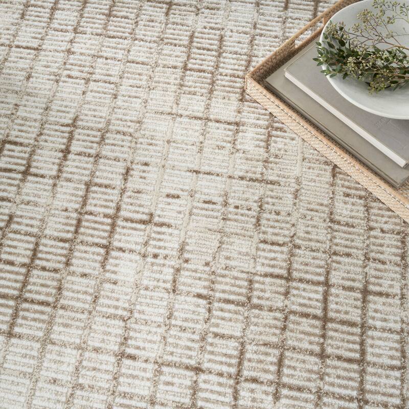 Nourison Dew Indoor only Beige Geometric Area Rug