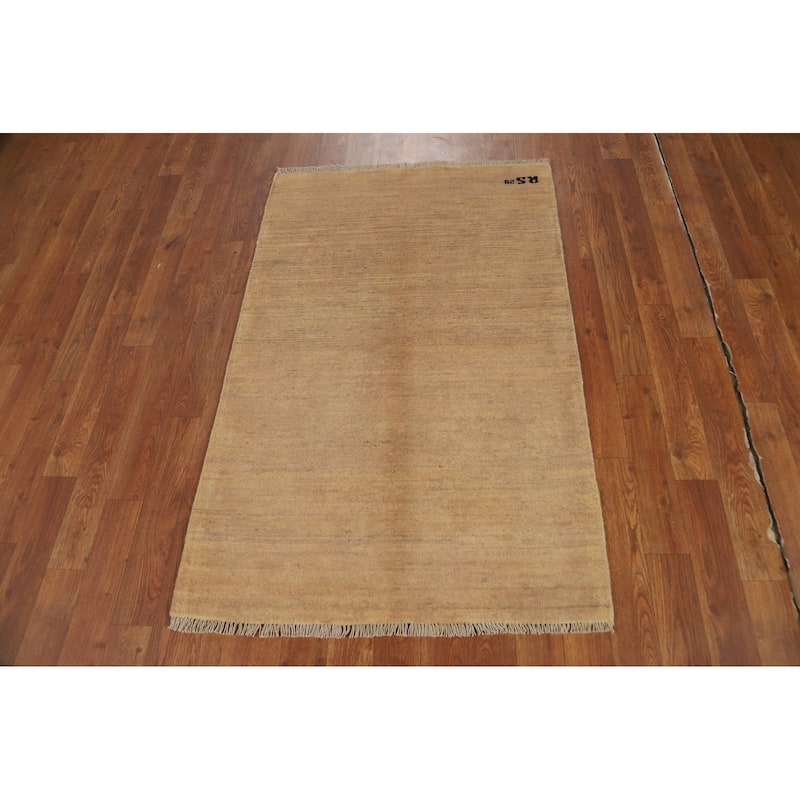 Modern Beige Gabbeh Oriental Foyer Rug Handmade Wool Carpet - 2'8"x 4'1"