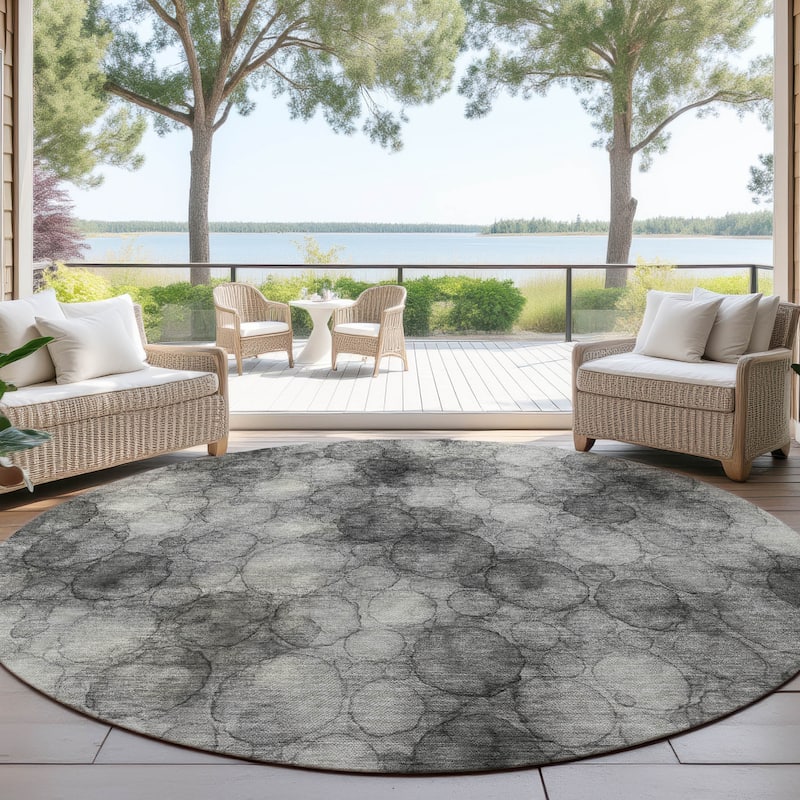 Machine Washable Indoor/ Outdoor Modern Aby Chantille Rug - Ivory - 8' x 8'