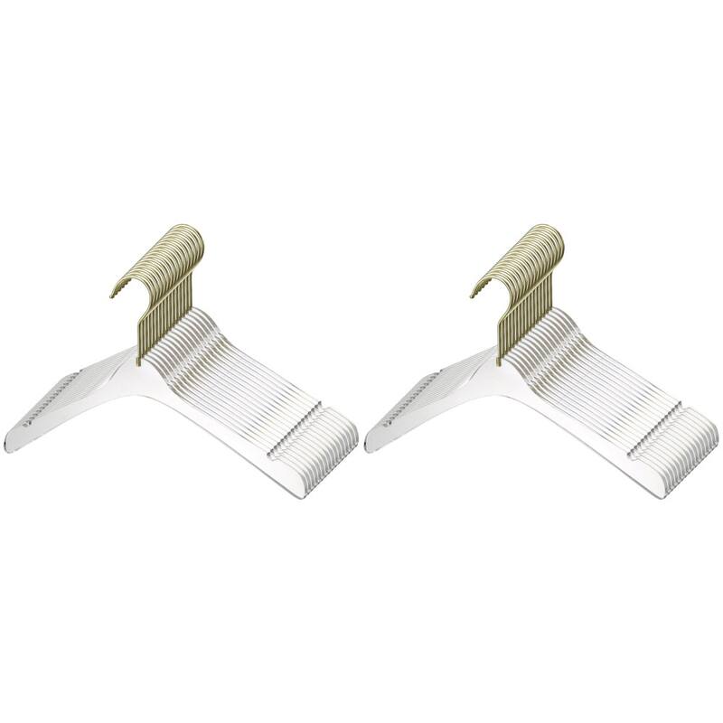 YBM Home Quality Acrylic Clear Hangers - Men - Gold - 32 Pack