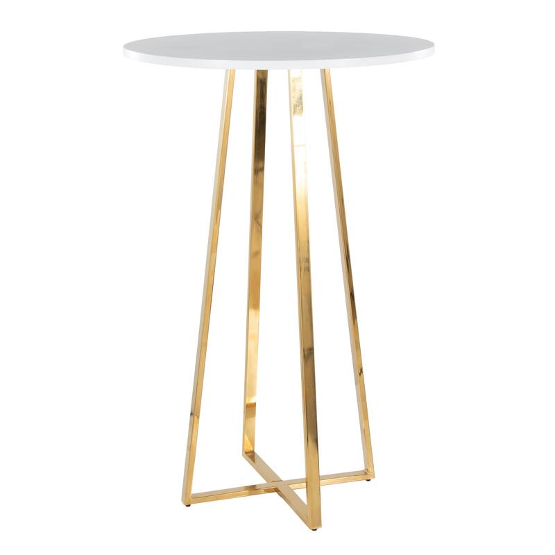 Silver Orchid Pugo 42" Bar Height Table - White/Gold