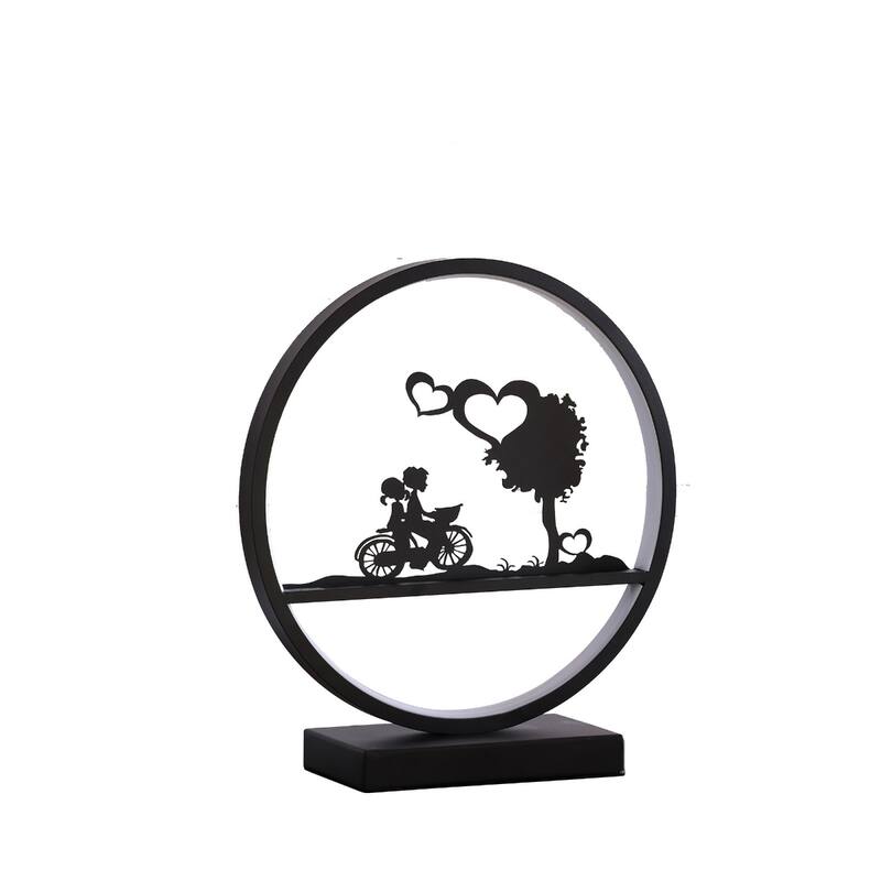 Black Bedside Table Lamp with Integrated LED and Modern Design - 11.75" x 4" x 13"