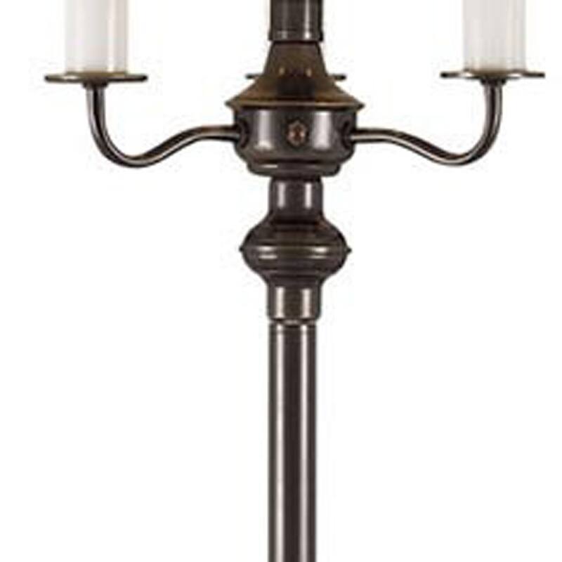 HomeRoots 60" Bronze Four Light Traditional Shaped Floor Lamp With Beige Square Shade - 18