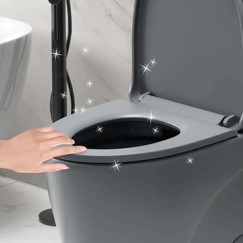 1.1/1.6 GPF Tornado Flush One-Piece Toilet,Siphonic S-trap 12",Elongated Bowl with Soft Close Seat,Chair Seat ADA Height 17"