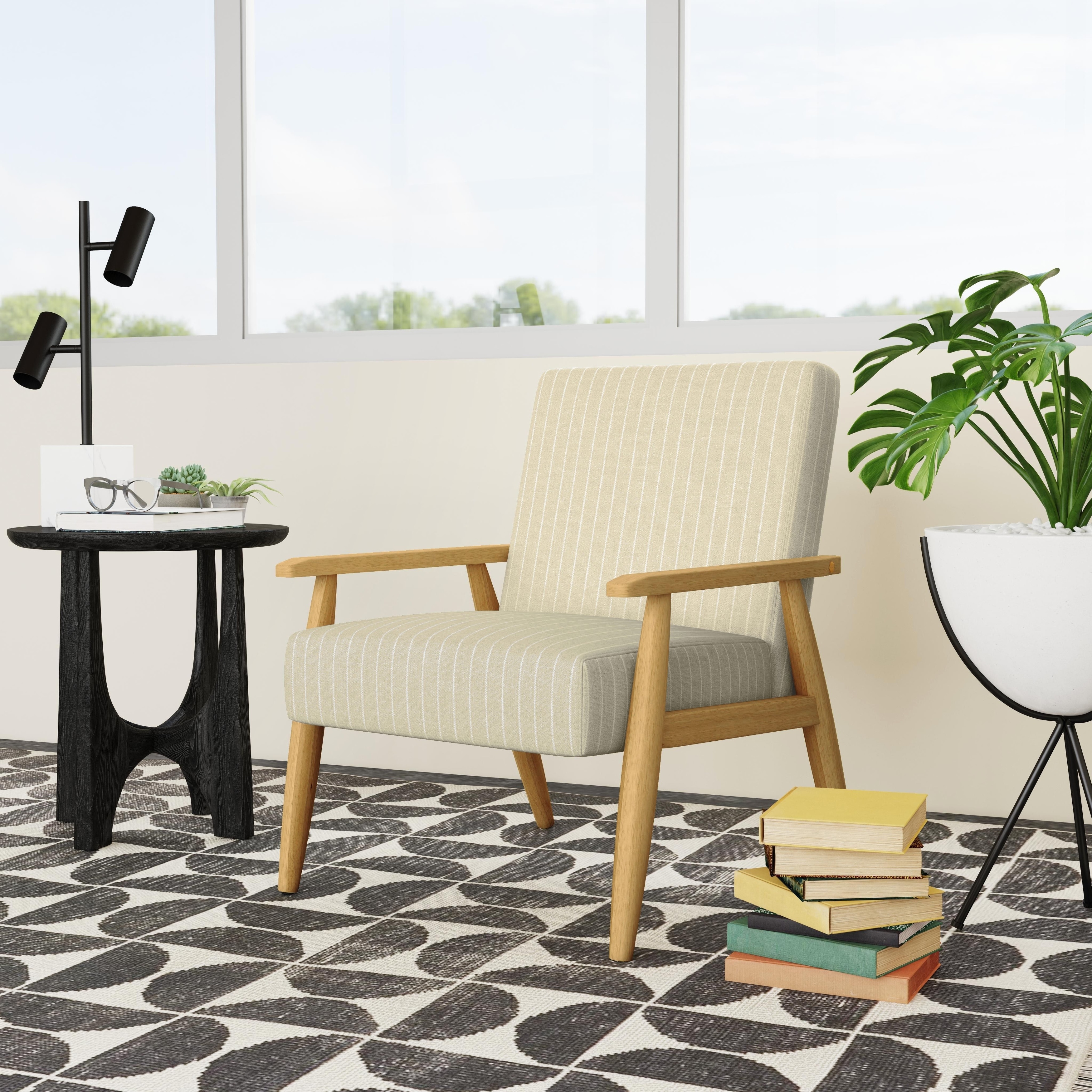 HomePop Wood Frame Accent Chair - Beige Stripe