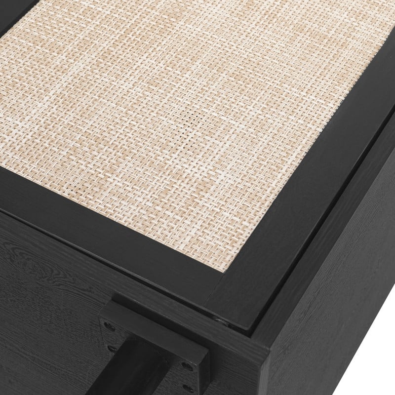 Rustic Style Living Room Storage Cabinet with Rattan Decorative Doors