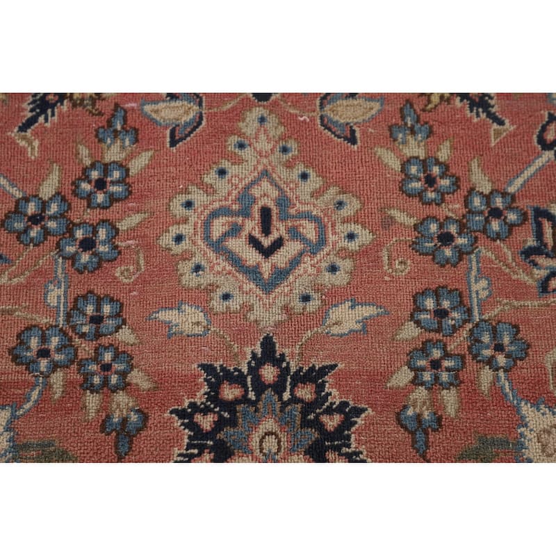 Pink Isfahan Persian Vintage Area Rug Hand-Knotted Wool Carpet - 6'7"x 10'2"