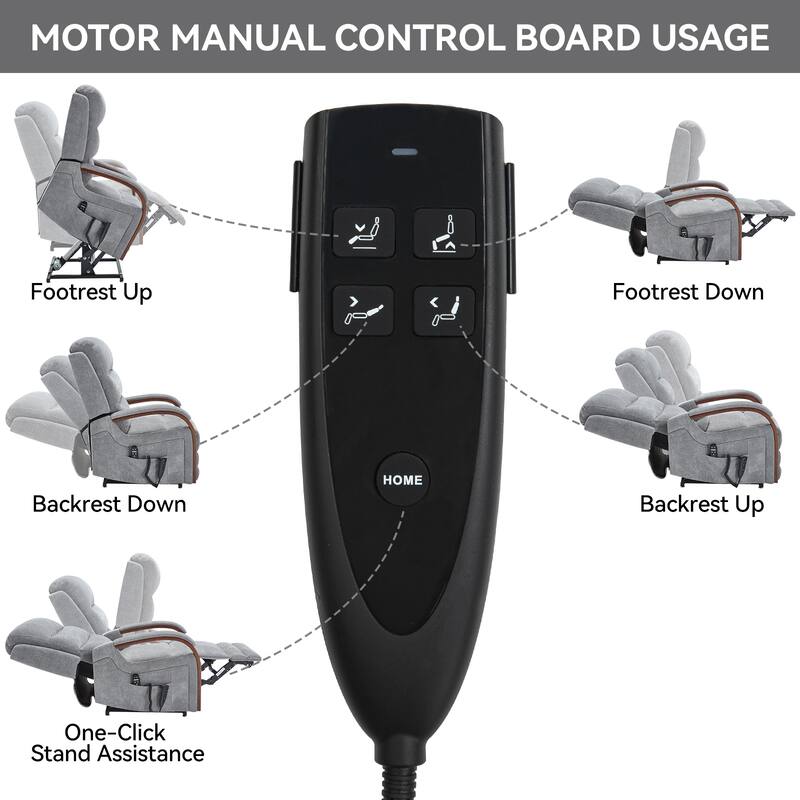 Roomfitters Dual Motor Power Lift Recliner, Infinite Position Massage Chair with Solid Wood Armrests, Chenille