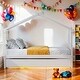 preview thumbnail 1 of 10, Twin Size Wooden House Platform Bed with Twin Size Trundle,Kids Bed Design White