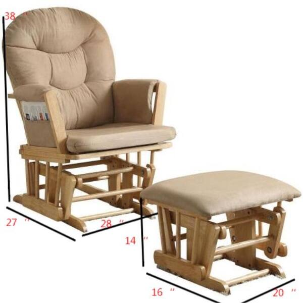 Glider Chair and Ottoman Padded Cushions with Storage Pocket On Sale