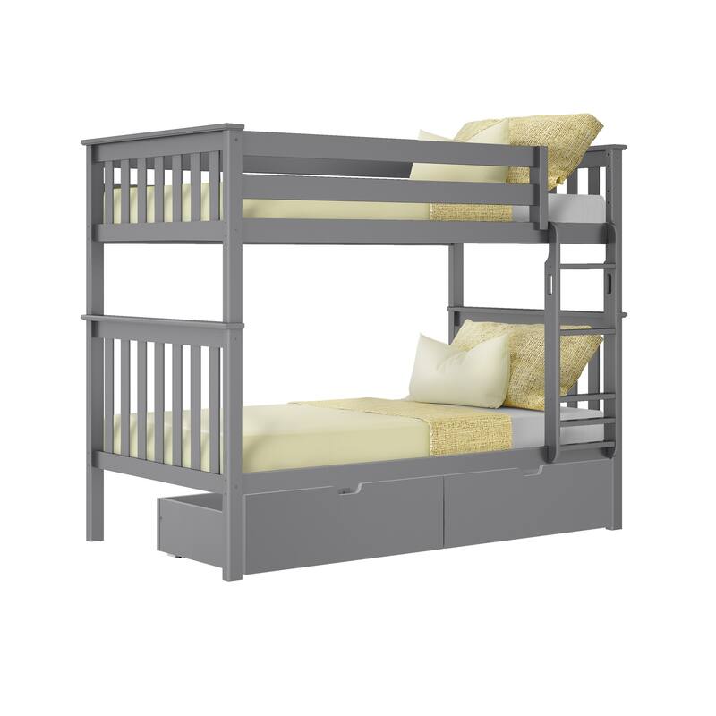 Max and Lily Twin Bunk Bed with Storage Drawers