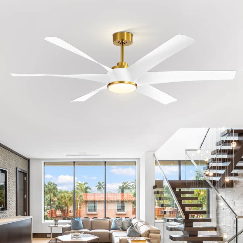 65-in Indoor Large LED Ceiling Fan with Light Remote (6-Blade)