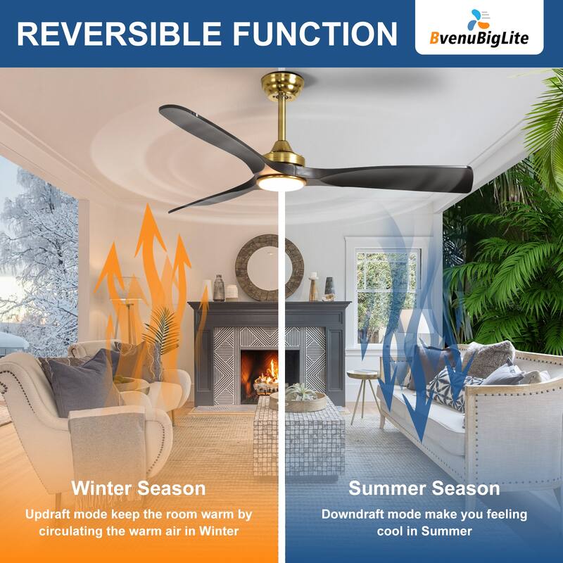 52 in. Indoor/Outdoor Dimmable Ceiling Fan With Light for Patios, Modern Noiseless Ceiling Fan with Remote APP Control
