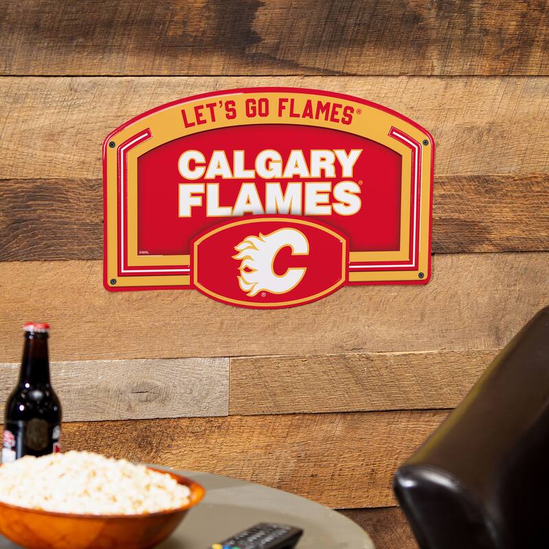 Calgary Flames Embossed Steel Wall Sign, 11" x 17"