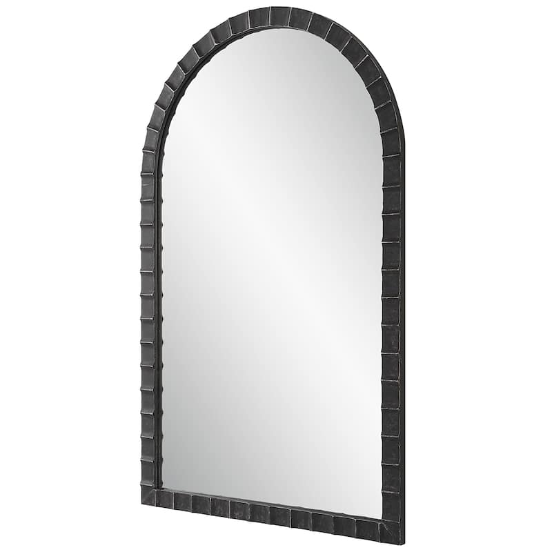 Arched Wall Mirror - 39" - Matte Black