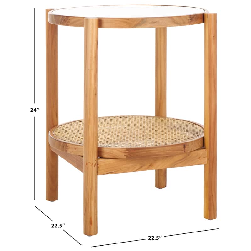 SAFAVIEH Couture Alberdine Rattan/Glass Accent Table - 23 In. W x 23 In. D x 24 In. H - 23"W x 23"D x 24"H