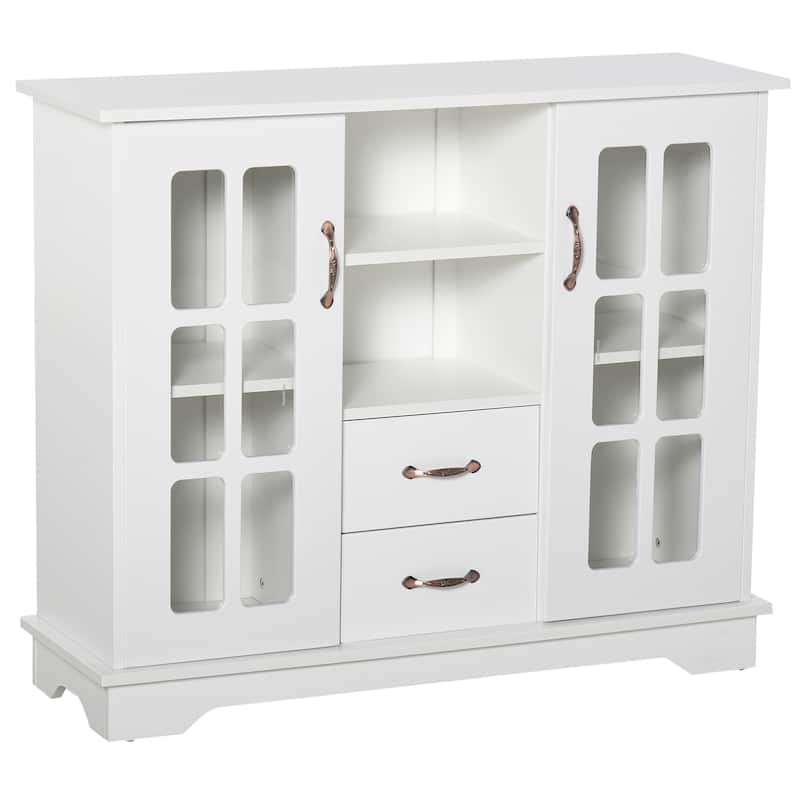 HOMCOM Modern Sideboard Storage Console Cabinet with Glass Door and Drawer for Kitchen, Living & Dining Room