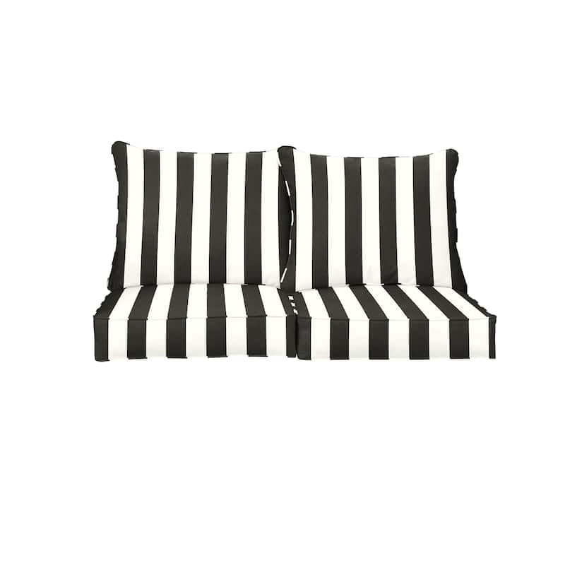 Sorra Home Sunbrella Outdoor Loveseat Pillow and Cushion Set - 22.5 in W x 22.5 in D x 5 in H - Cabana Classic