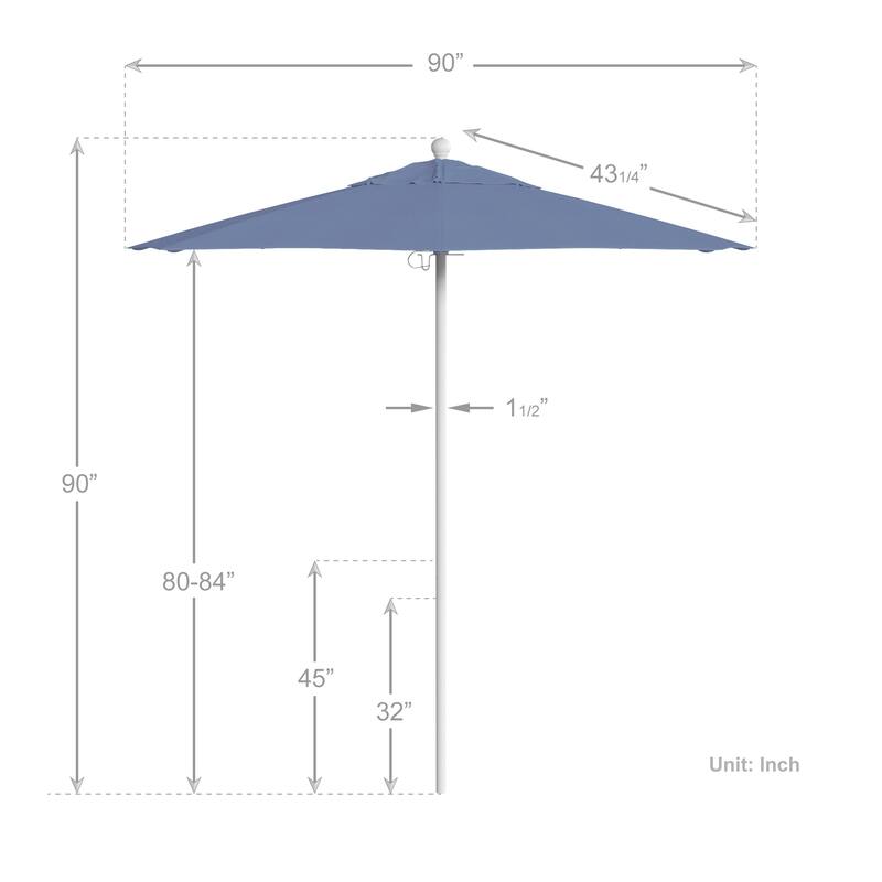 California Umbrella 75' Venture Series Patio Umbrella, White Aluminum Pole Fiberglass Ribs Push Lift Sunbrella