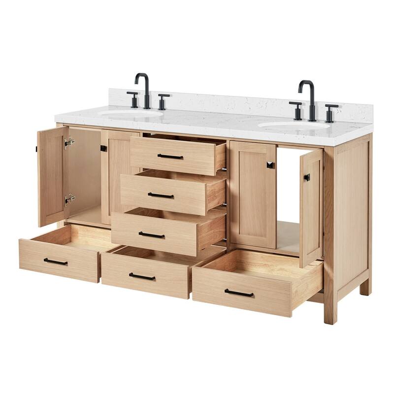 Ariel A066DCQOVO Cambridge 67" Free Standing Double Basin Vanity Set