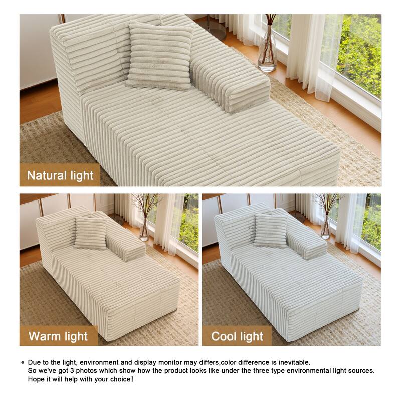 32" W No Assembly Required Plush Corduroy Chaise