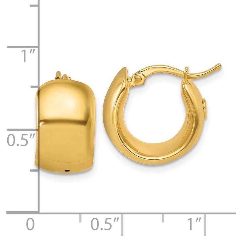 Curata 14k Yellow Gold Polished 15x9.3mm Wide Hoop Earrings